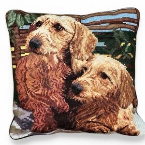 Needlepoint Dachshund Decorative Pillow